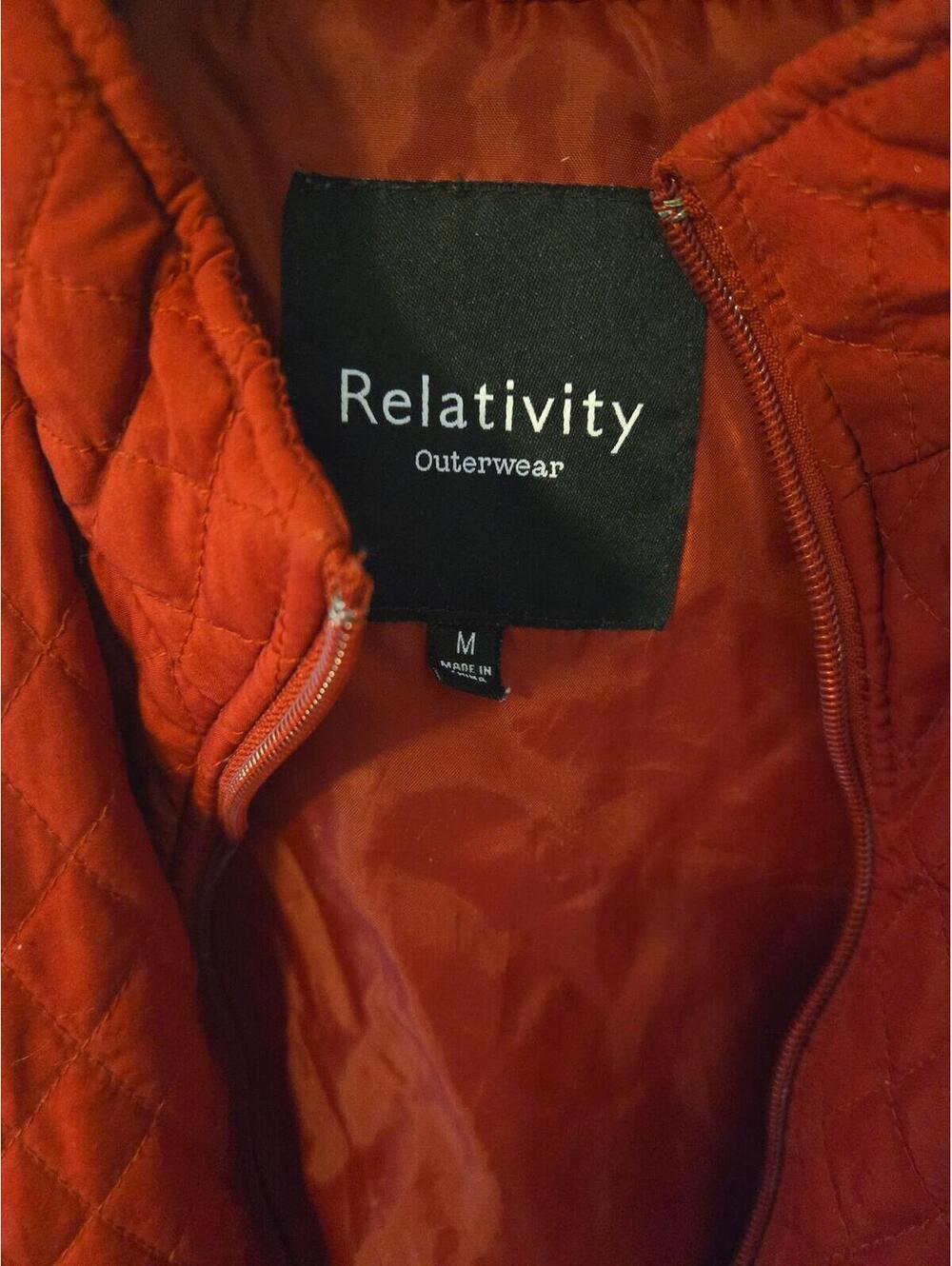 Relativity Red Quilted Puffer Vest with Cinched Back Detail - Size Medium - Picture 3 of 4